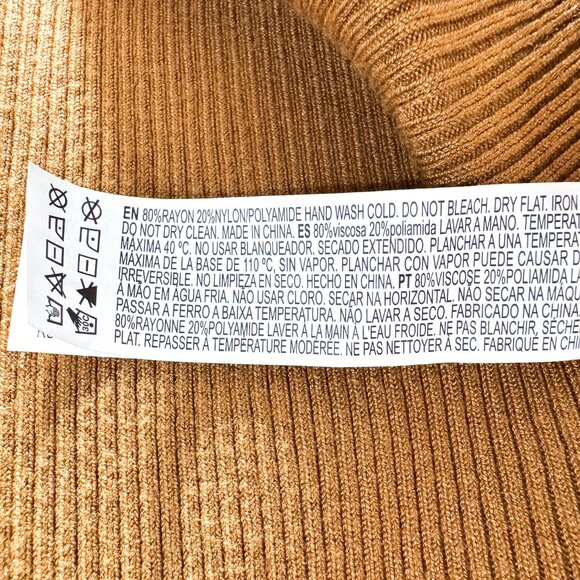 NWOT Forever 21 Keyhole Front Cut Out Sweater Ribbed Knit Camel Women's Size M - Picture 4 of 4